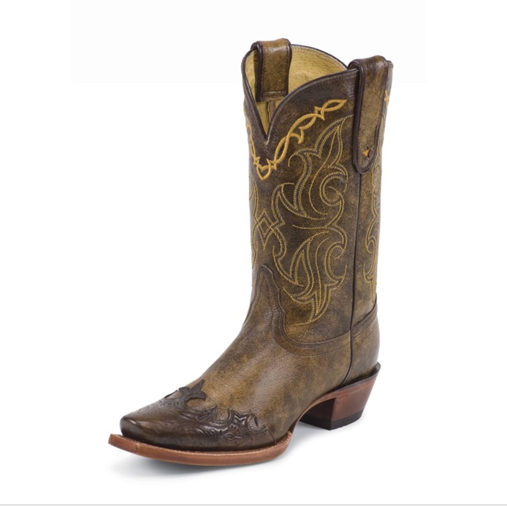 Tony Lama Brown Western Embroidered Leather Cowgirl Boots - Picture 2 of 10